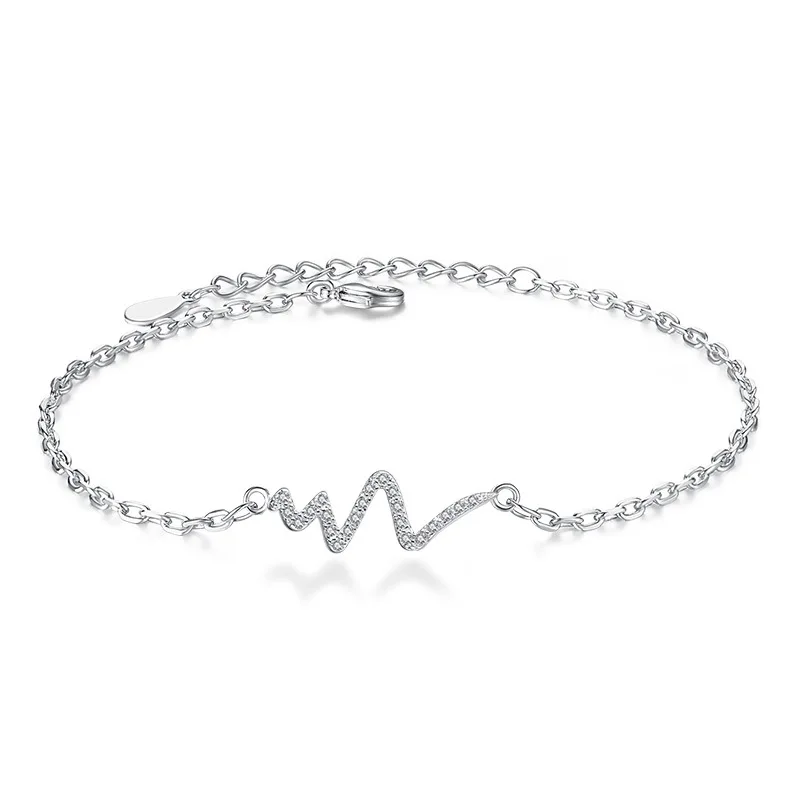 

Женский браслет из серебра 100% пробы с электрокардиограммой