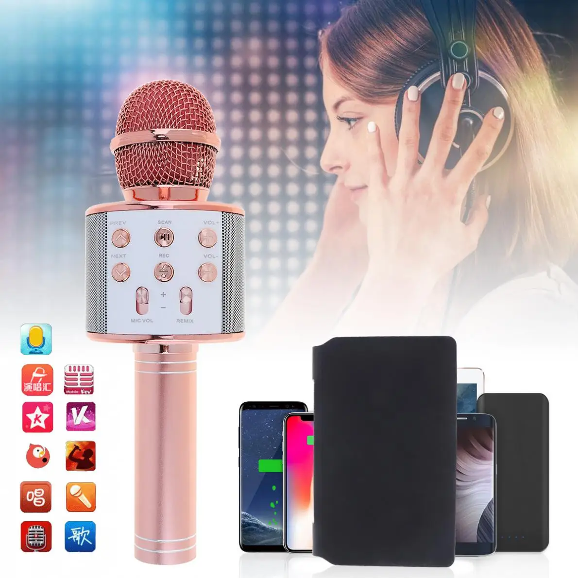 Профессиональный беспроводной Bluetooth микрофон WS858 ручной Hi Fi динамик для караоке