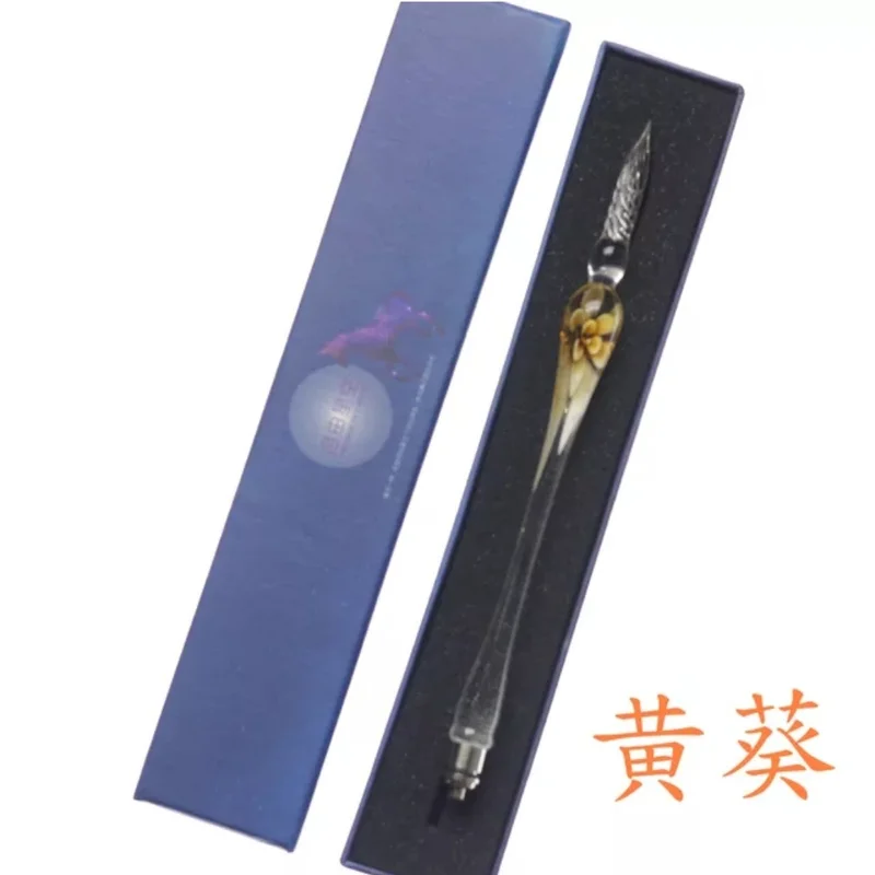 A Creative Starry Sky Glass Pen Dip Pen Color Ink Gift Set Signature Pen Gift for Friends and Students Office Stationery Supplies - Цвет: A