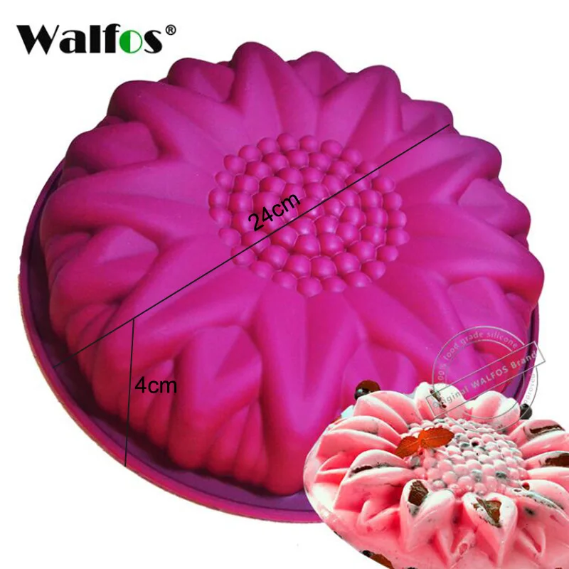 WALFOS flower pan WALFOS 3D Ручная работа круглая форма силиконовая форма для торта 3 кекса желе пудинг печенье Мини Маффин Мыло Плесень DIY Инструменты для выпечки - Цвет: WALFOS flower pan