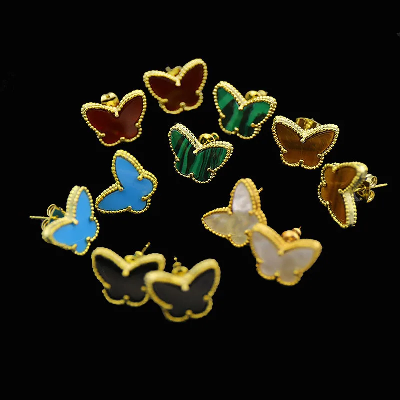 

2017 New High Quality Fashion Gold Color Butterflies Stud Earrings For Women