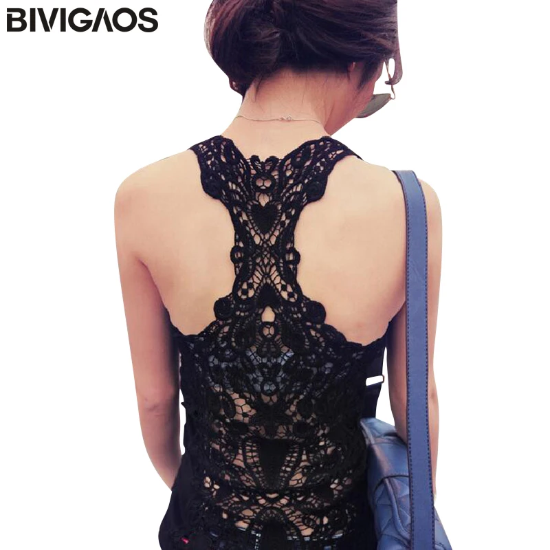 

Stylish Girl Sexy Embroidery Back Hollow-Out Lace Crochet Cami Shirt Blouse Tank Tops Women Camisole blusa coletes