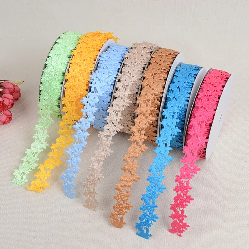 

Lace Ribbon Polyester Embossing Flower 25mm High Quality DIY Clothing Applique Gift Wrapping Hair Accessories BBXU-103
