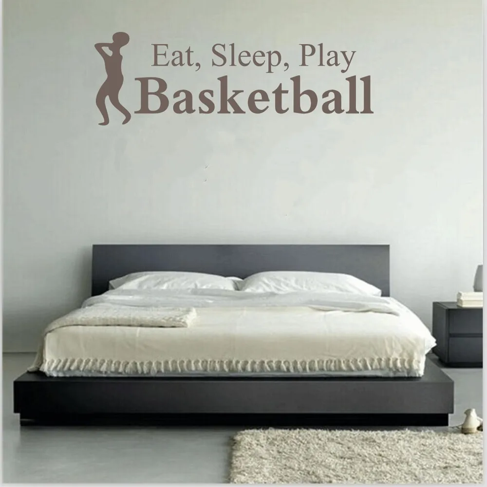 Eat Sleep Play баскетбольная наклейка с буквами Настенный декор для комнаты Спортивная