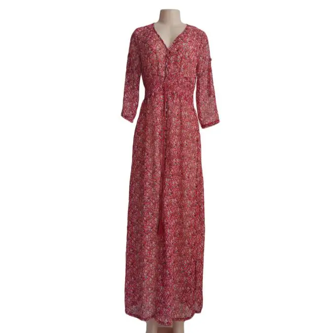 Женское пляжное шифоновое платье YOUYEDIAN длинное макси с цветочным принтом в стиле