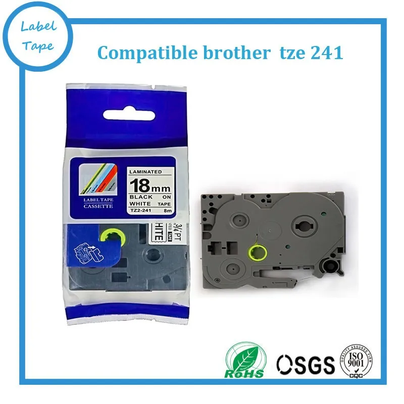 Лента для этикеток Brother tz 18 мм черная на белом фотооборудовании 241 tze241 P-touch