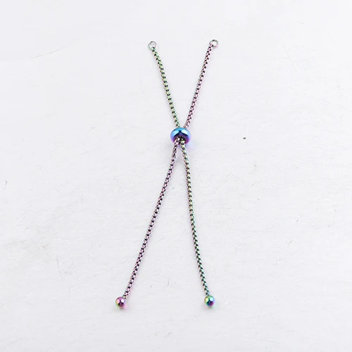 rainbow color Fnixtar, нержавеющая сталь, коробка, цепь слайдер/слайдер, РАСШИРИТЕЛЬ ЦЕПИ для DIY, браслет, изготовление, регулируемый, 11,5 см, 50 шт./лот - Цвет: rainbow color