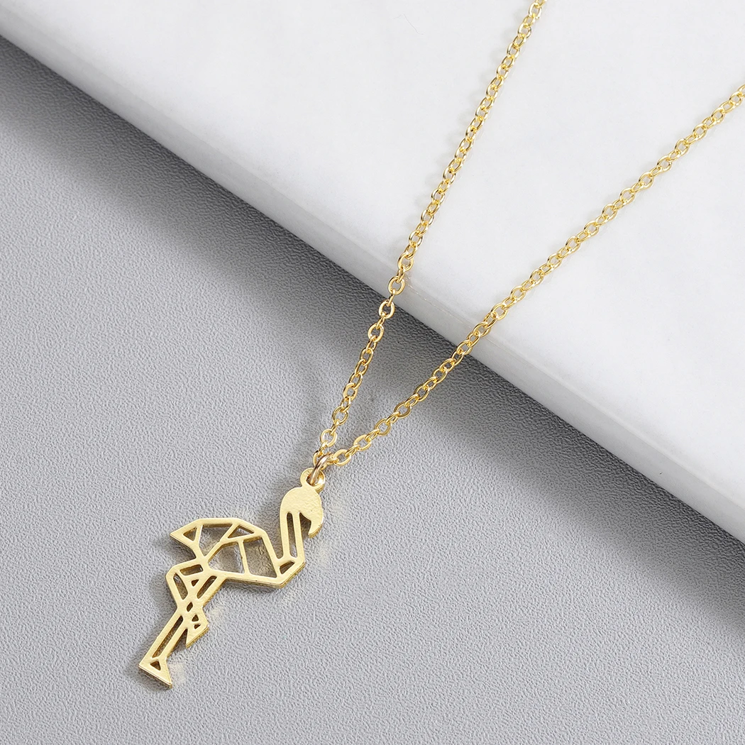 Kinitial новое ожерелье Фламинго модные ювелирные изделия из нержавеющей стали для