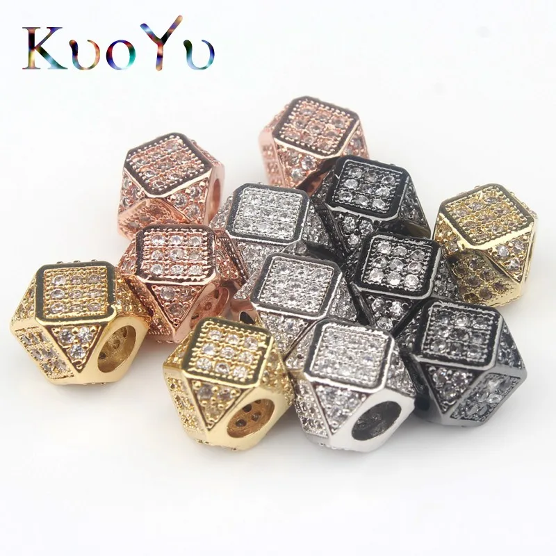 3 шт./лот многоугольные кристаллические очаровательные бусины из латуни и