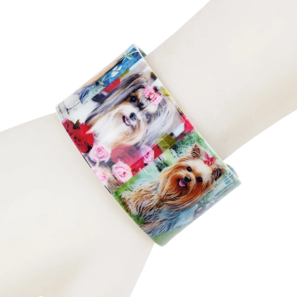 WEVENI пластиковые цветочные браслеты Shih Tzu с собакой индийские модные животными