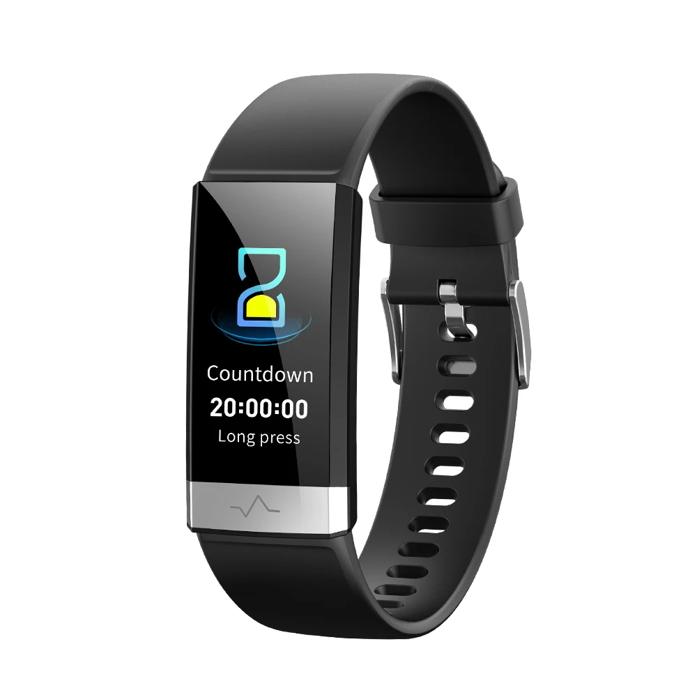 Черный V19 ECG+ PPG O2 HRV анализ отслеживания движения IP68 водонепроницаемый смарт-Браслет Анти-потеря сигнализации фитнес-браслеты Smartwatch для мужчин и женщин - Цвет: Черный