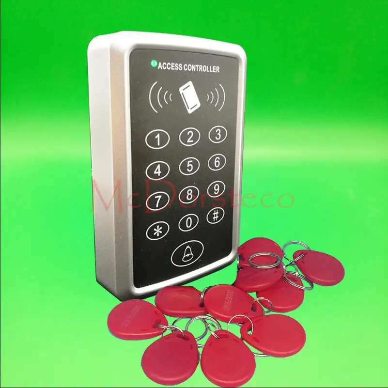 T11-P 125 кГц Rfid Контроль доступа пресс-Клавиатура RFID система контроля допуска к двери дверной замок управление Лер дверной шкафчик и открывалка - Цвет: Red keycard