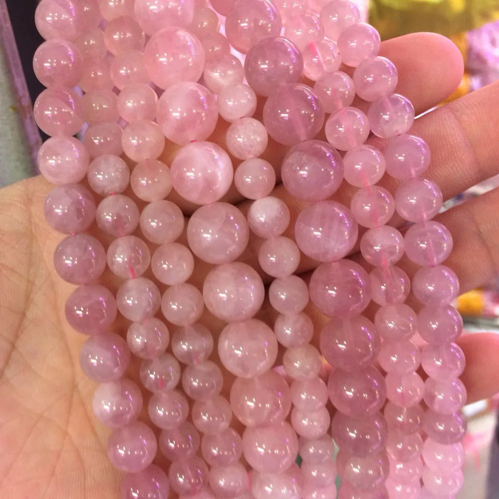 Натуральный Мозамбик розы кварцевые бусины из природного камня бусины DIY свободные для изготовления ювелирных изделий strand 1"
