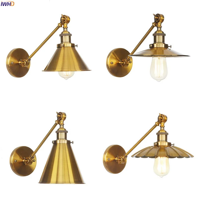 IWHD-Lámparas LED de Pared de brazo largo doradas, accesorios de iluminación para...