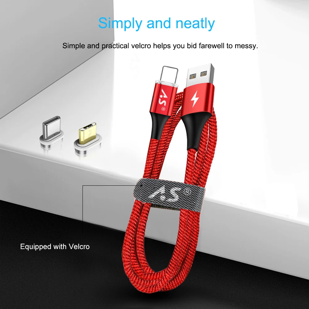 А. С светодиодный магнитный USB C кабель Магнитный штекер Micro Type для iPhone Samsung Xiaomi Huawei