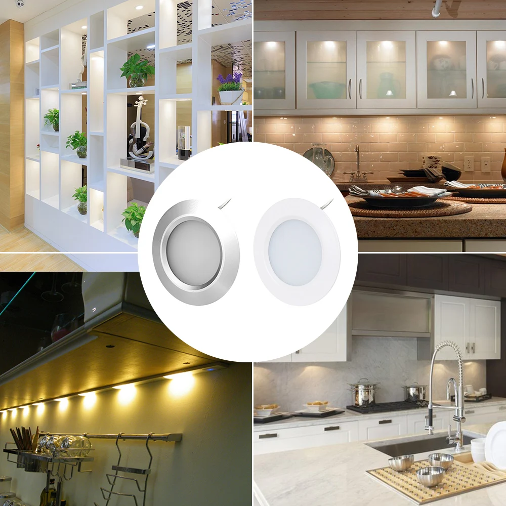 3w led under counter light round shape puck lamps kitchen furniture cabinet bookshelf wardrobe shelf lighting showcase lamp free global shipping
