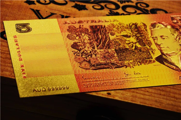 Специальная Золотая банкнота 5 AUD купюр в подарок|gift creative|notes violingift box for food |