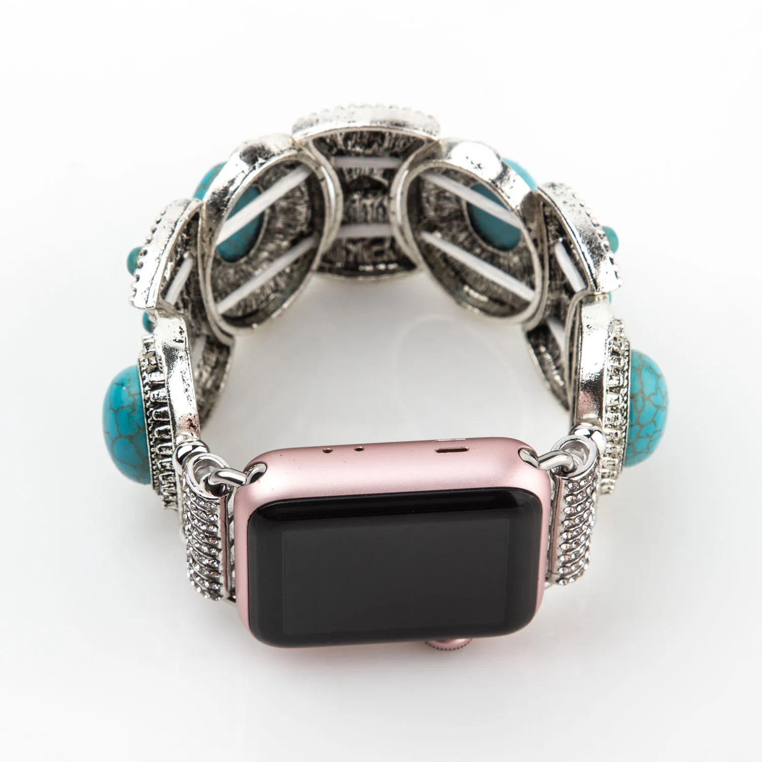 Винтажный Бирюзовый ювелирный тянущийся браслет для Apple Watch Series 5 4 3 2 1 богемский