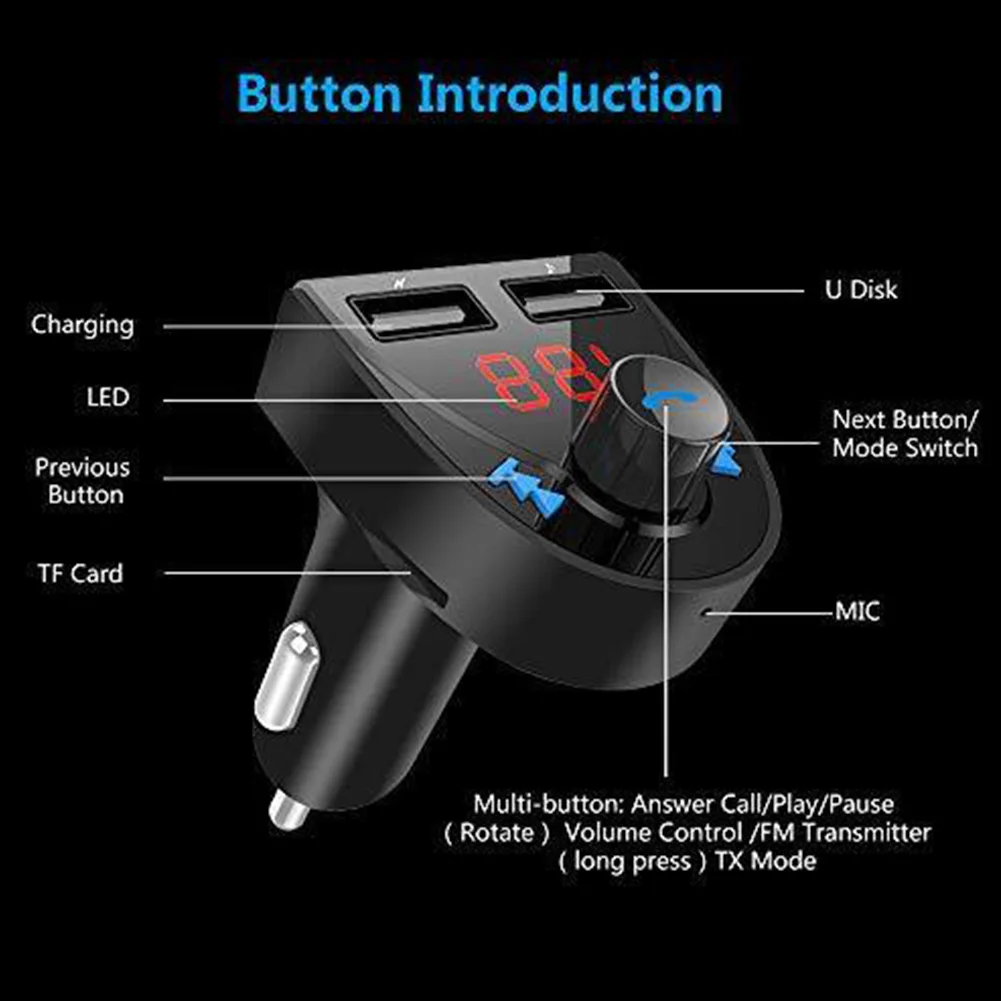 Dual USB Port FM Car Wireless Bluetooth Transmitter Receiver Music Adapter Radio Audio Calling Hands Free | Электроника