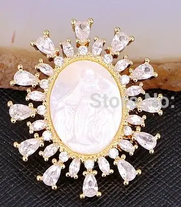 gold color 5 шт. zyz185-8848 цвета: золотистый, серебристый перламутровый кулон с CZ Jesus mop В виде ракушки кулон для DIY ювелирное - Окраска металла: gold color