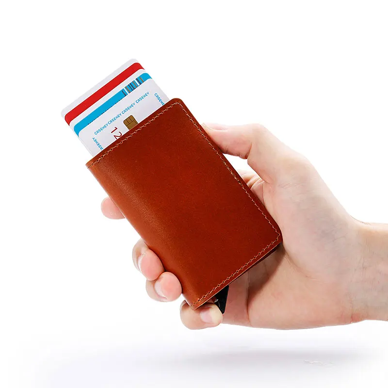 100% натуральная кожа держатель кредитной карты RFID Блокировка Мужской