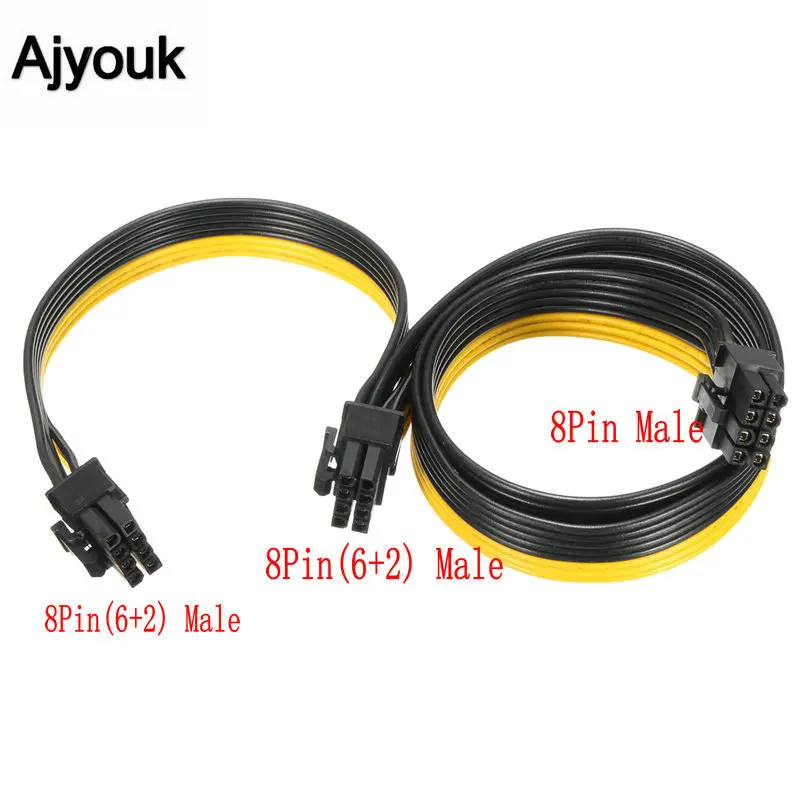 Кабель питания PCI E для видеокарты 100 шт. 18AWG 60 + 20 см 8 контактный двойной (6 2)