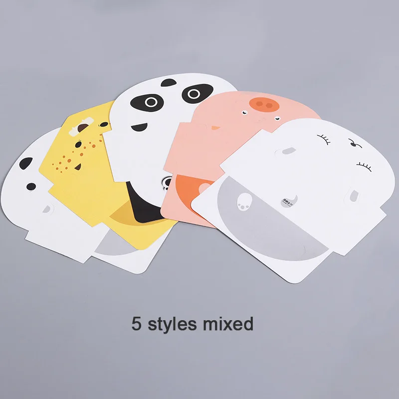 5styles mixed x10pc 10 шт милые животные пустые карты пригласительные карты для детей день рождения сообщение бумага Панда Свинья медведь Детские принадлежности для душа - Цвет: 5styles mixed x10pc