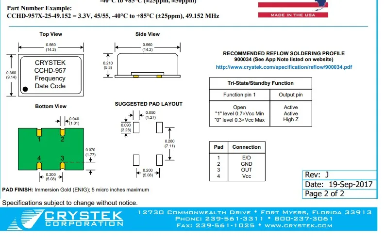 CRYSTEK CCHD-957-25 24 576 мГц 22 5792 кристалл для обновления Amanero xmos Цифровой Интерфейс ES9038PRO