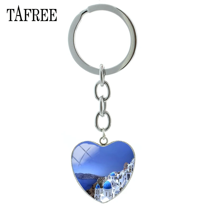 Брелок TAFREE с изображением знаменитого острова Санторини брелок красивым сердцем
