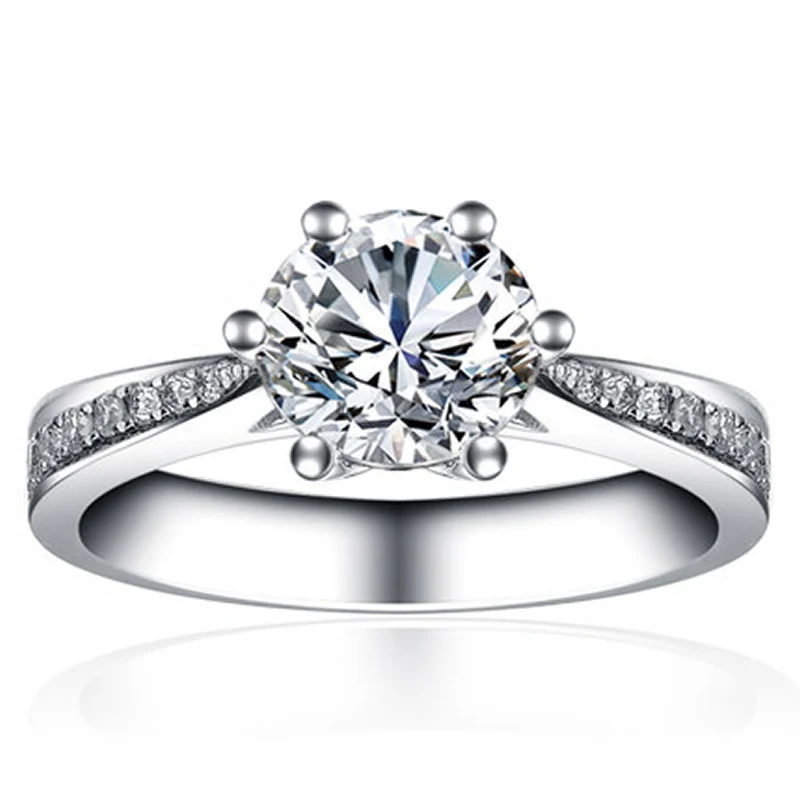 Обручальное кольцо ANI 18K из белого золота (AU750) с естественной сертификацией