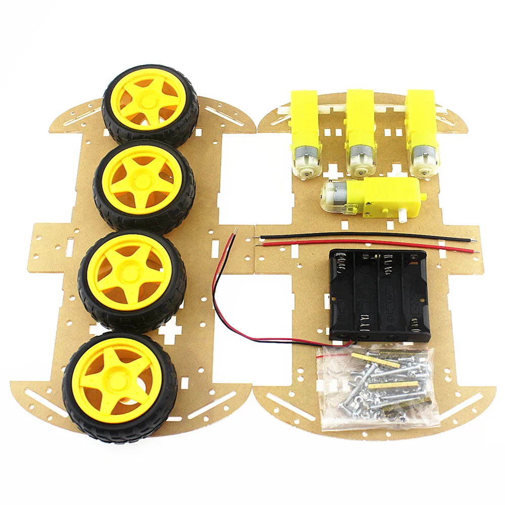 

4WD Robot Car Chassis Kit Controlled By Bluetooth For Arduino UNO R3 MEGA328P DIY Remote Control RC Toy Experiment Project Suit