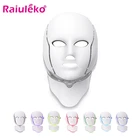 Фотонная электрическая светодиодная маска для лица, 7 цветов, для омоложения кожи шеи, против морщин, акне, салона красоты, домашнего использования, массажа