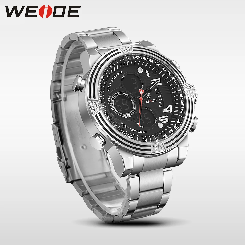 WEIDE Бренд Новинк Мужские Кварцевые и Цифровые Спортивные Часы 3ATM