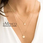 E-Manco женское простое многослойное ожерелье, чокер, ожерелья для женщин, ожерелье Модные украшения из нержавеющей стали