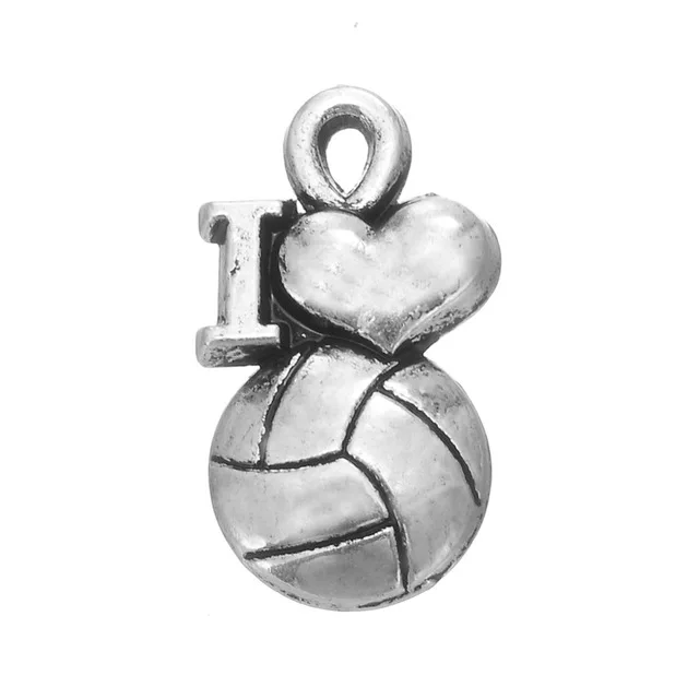 RAINXTAR Мода Металл Спорт Фитнес талисманы Сплав I Love волейбол 10*18 мм 50 шт. AAC1126