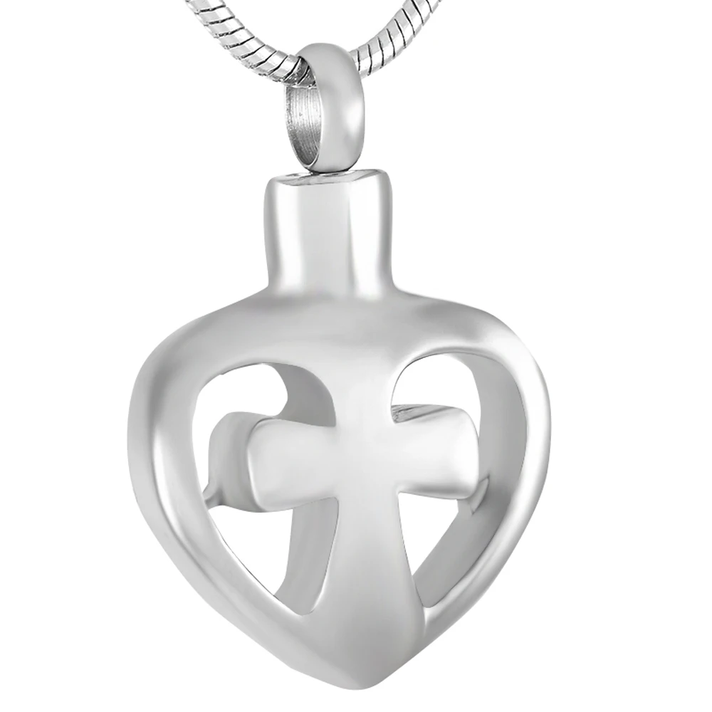 

MJD9318 Discount !!! Big Sale 50% Off Always in My Heart Cross Cremation Jewelry Heart Shape Urn Locket (pendant only)