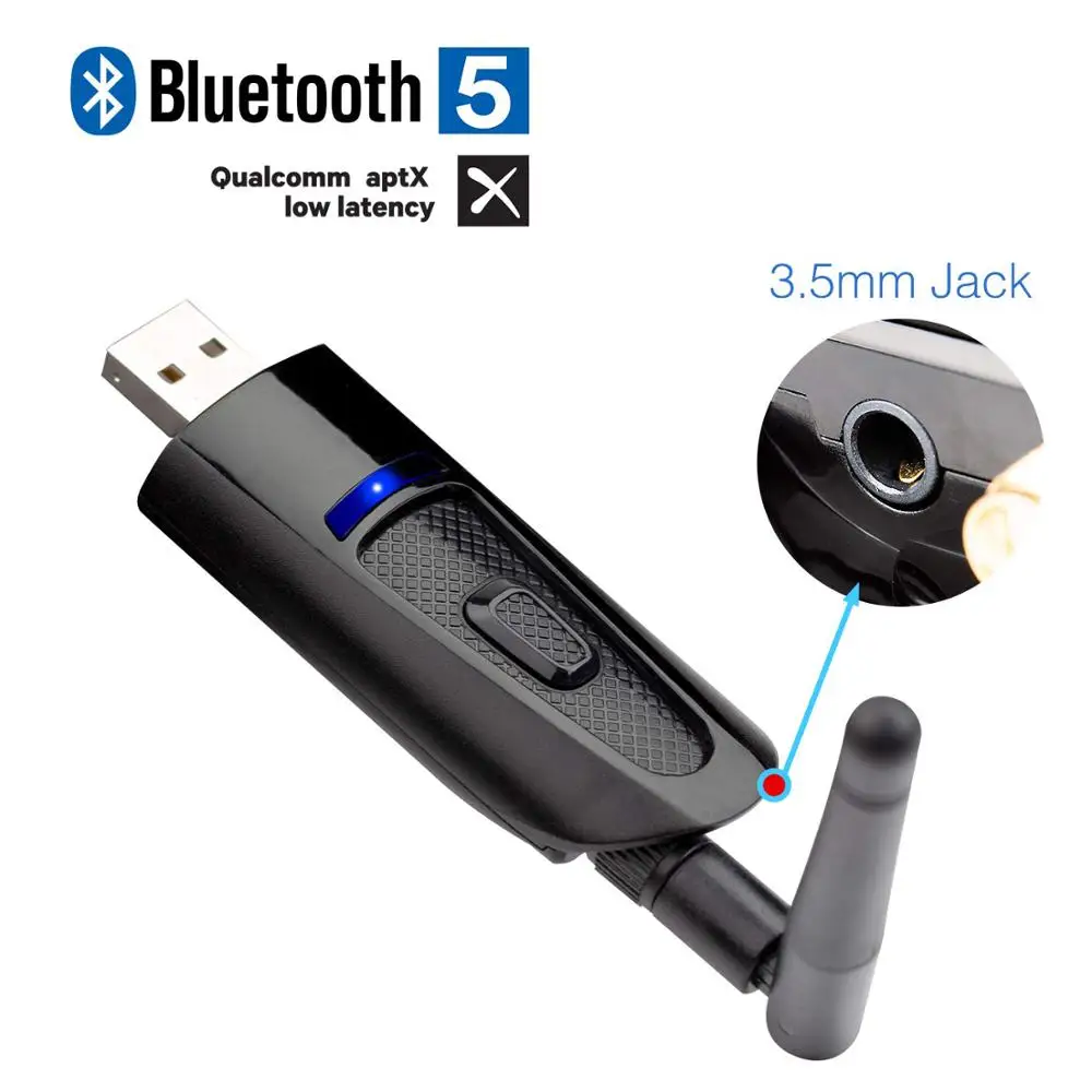Bluetooth 5 0 USB AptX передатчик с низкой задержкой и двойным соединением музыкальный
