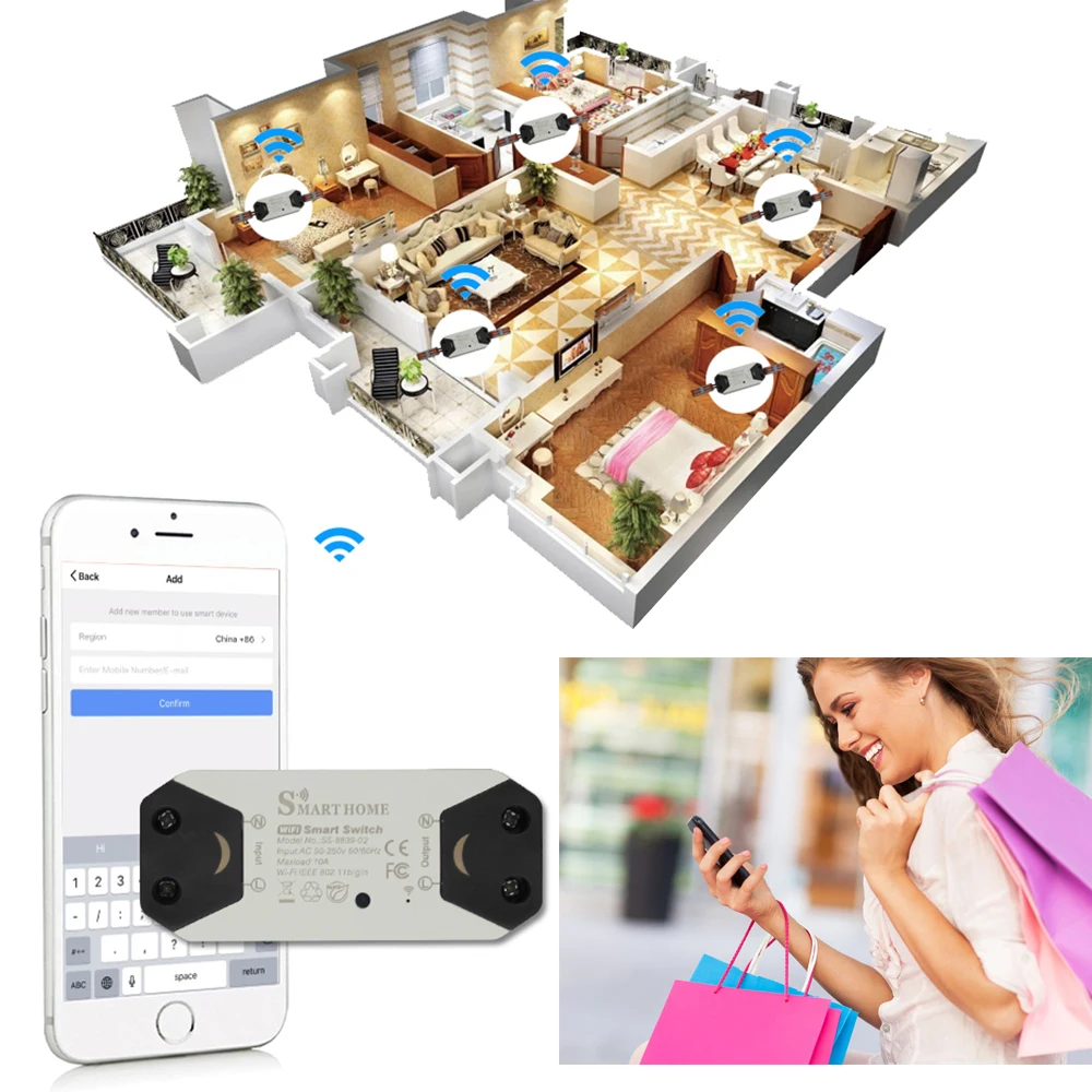 Шт. 4 шт. Wi-Fi Smart Switch DIY дистанционный переключатель Smart беспроводной домашней автоматизации управление работы выключатель света Wi-Fi Умный дом