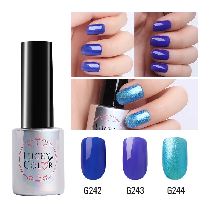 Lucky color Блестящий Голубой Алмазный УФ-Гель-лак для дизайна ногтей Гель-лак