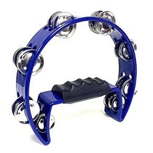 SEWS Tambourine Blue Hand Held with Double Row Metal Jingles Percussion Church Band | Drum