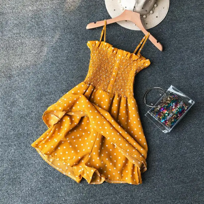 Женский пляжный комбинезон Облегающий с высокой талией на тонких бретельках