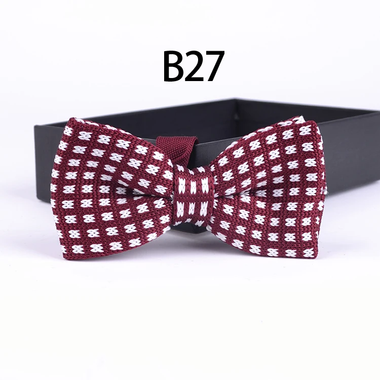 

2017 Fashion Knitted Bowtie Stylish White with Red Plaid Butterfly Male Bowties Knit Men Tie For Party