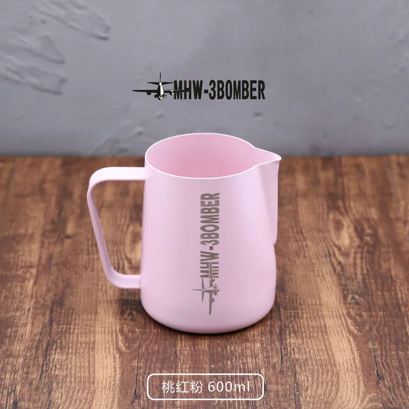 Pink 600ml Нержавеющая сталь Кувшин для вспенивания молока эспрессо кофе бариста ремесло латте искусство Профессиональный кофе конкурс Молоко Крем кружка - Цвет: Pink 600ml