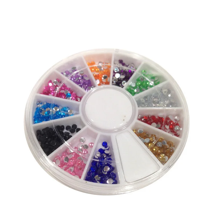 1 wheel of 12 colors mixture acrylic nail art rhinestone glitter decoration | Красота и здоровье