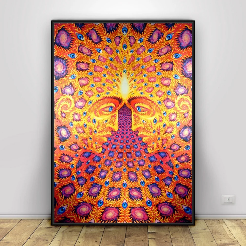 Alex серый Psychedelic Art шелковая ткань плакат печать классический настенный