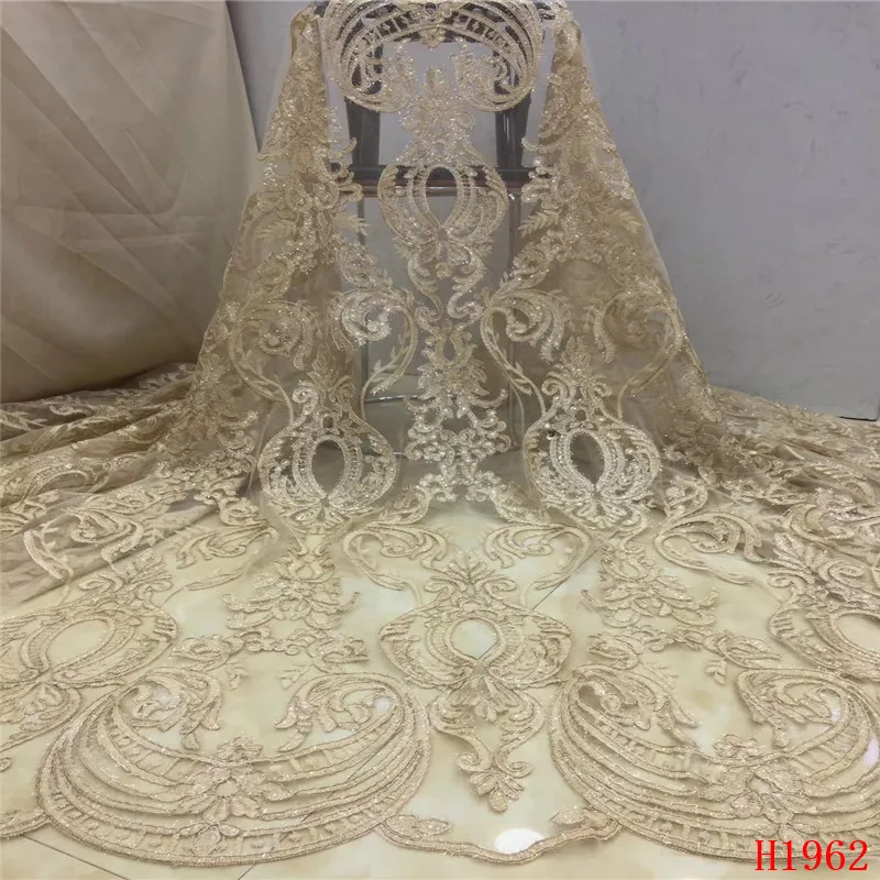 Nigerian Latest Lace Fabric 2019 Pink Evening Dress Tulle French Mesh Indian Bridal Sequin Net Embroidery HX1962 | Дом и сад