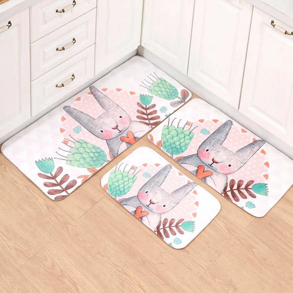 Cartoon Soft Kitchen Mat Absorption Bathroom Carpet Rug Home Living Room Kitchen Door Floor Mat for Toilet Non-slip