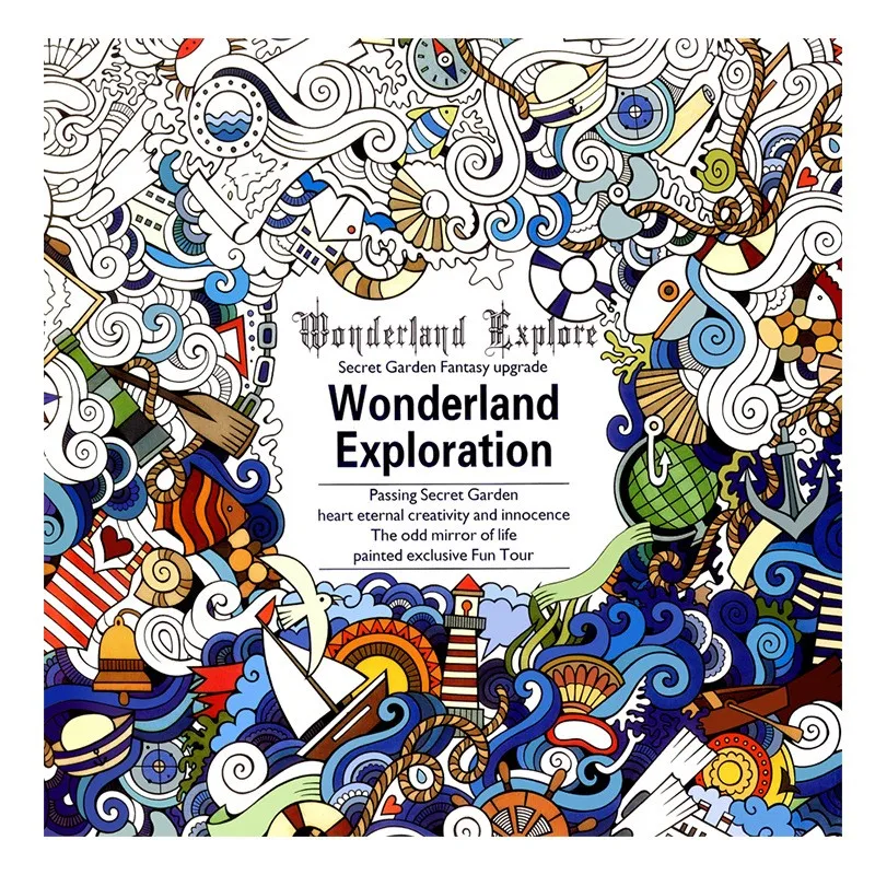 Книга-раскраска Wonderland для взрослых и детей антистресс мандала секретный садовый - Фото №1