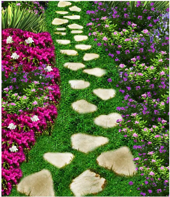 Дорожный цветок пол обои 3d для ванных комнат фото пола стены на заказ