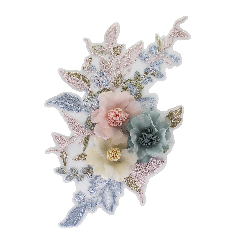 Вышивка из бусин и цветов патч кружевная ткань вышивка шитье свадебное платье